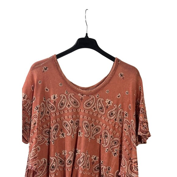 Free People No Matter What Paisley Print Oversized High Low Hem Top XS Cotton - Picture 2 of 9